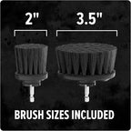 Dirt Devil Hard Bristle Cleaning Brush Set, 2 Piece, 2" and 3.5" Brushes Included, for Use on Brick, Grout, Cast Iron and More, Heavy Duty Cleaning, Scrubber Brush Drill Attachment for Cleaning