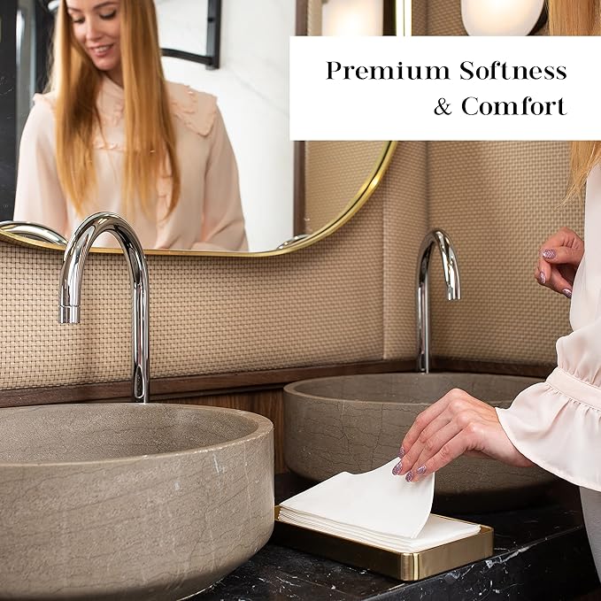 AMERICAN HOMESTEAD Disposable Hand Towels for Bathroom - White Linen-Like Guest Napkins - Ideal Paper Dinner Napkins or Bathroom Towels for Guests - 200 Count - Smooth - 15.5" x 12"