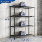 DurayLoly 4- Shelf Metal Shelving Unit Adjustable Storage Shelves Heavy Duty Garage Shelving Steel Wire Shelving for Laundry Bathroom Kitchen Pantry Closet Garage Black, 35.6Wx16Dx54H,2pc