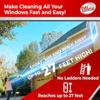 Full Crystal Window Cleaning Kit – 8 oz Glass Cleaner and Bottle with 27 ft Reach, Each 4 oz Bag Makes Up to 640 fl oz, Cleans Up to 40 Windows, Scrub-Free, Rinse-Free