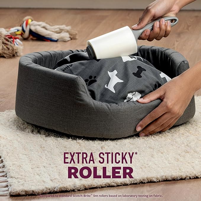 Scotch-Brite Pet Extra Sticky Lint Roller for Pet Hair, Furniture and Clothes, 70 Sheets (Pack of 2)