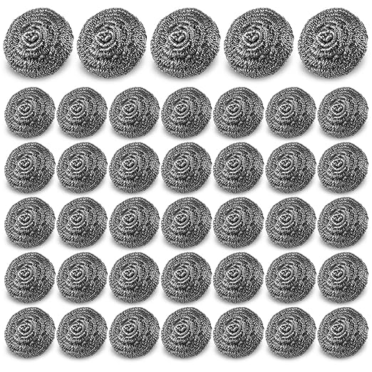 40 Pack Steel Wool Scrubber Pads, Stainless Steel Scrubber, Scrubbing Scouring Pad, Steel Wool Scrubbers for Pots and Pans, Stoves,Broiler Racks,Grills and More