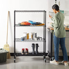 Amazon Basics 4-Shelf Heavy Duty Garage Shelving Storage Unit on 3" Wheel Casters, Adjustable Metal Wire Rack with Leveling Feet, 36" x 14" x 57.75", Black