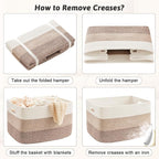 Blanket Basket,Rectangle Woven Baskets for Storage,100L Laundry Basket for Decorative Nursery Blanket,Toys,Dirty Clothes and Magazine in Shelves,Baby Room,and Living Room