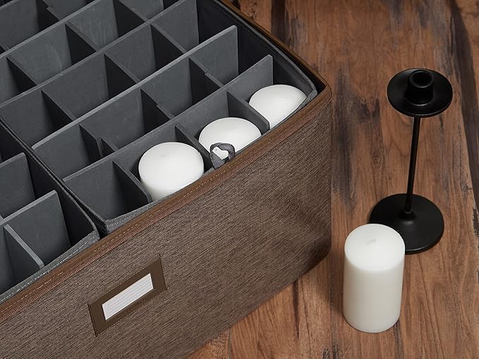 Covermates Keepsakes - Adjustable Zip-Top Storage Box - Configurable FlexGrid Compartments - Heavy Duty Polyester- Reinforced Handles - Stackable Design - Indoor Storage, Brown Heather