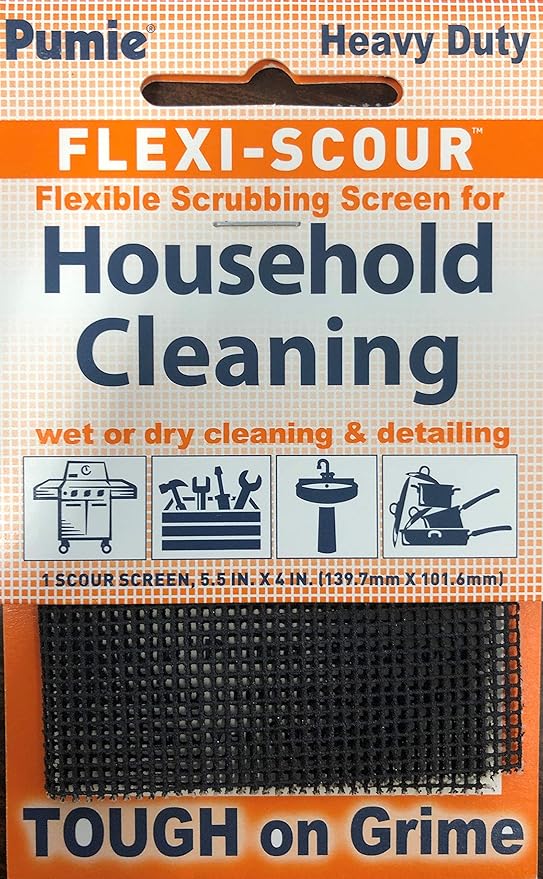 PUMIE Flexi-Scour, 5.5 x 4 Inch FLEX-12 C, Flexible Scrubbing Screen for Household Cleaning, Flexible Scouring Mesh Pad, Abrasive Grit Screen for Toilet Bowls, Grills, Removes Carbon, Rust (Pack of 1)