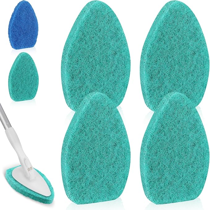 Baderke 4 Pcs Tub Tile Scrubber Cleaning Brush Pads (Without Handle) Compatible with Qaestfy Non-Scratch Scouring Pads Scrub Brush for Shower Bathroom Buildup Toilet Wall Floor(Green)