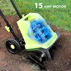 12 Inch Small Electric Corded Garden Tiller Cultivator 15 AMP Power Rototiller for Gardening with Adjustable Wheels
