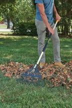 True Temper Steel Tine Leaf Rake with Hardwood/Steel Handle for Lawns, Gardening, and Dethatching, 22 Tines, Black