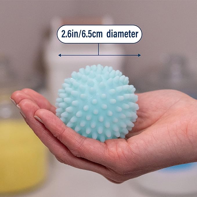Reusable Laundry Dryer Balls, Sky Blue Plastic Anti-Static Fabric Softener, Reduces Wrinkles, Sustainable Cleaning Supplies, Essential Washing & Drying Aid for Soft, 6 Pack, 2.36 in (Sky Blue)