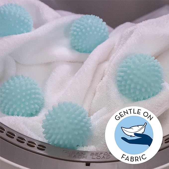 Reusable Laundry Dryer Balls, Sky Blue Plastic Anti-Static Fabric Softener, Reduces Wrinkles, Sustainable Cleaning Supplies, Essential Washing & Drying Aid for Soft, 6 Pack, 2.36 in (Sky Blue)