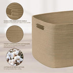 72L Large Wicker Laundry Basket for Living Room Storage,Boho Woven Cotton Rope Baskets for Kids Toy,Gifts,Square Blanket Hamper for Bedroom Dirty Clothes,Jute
