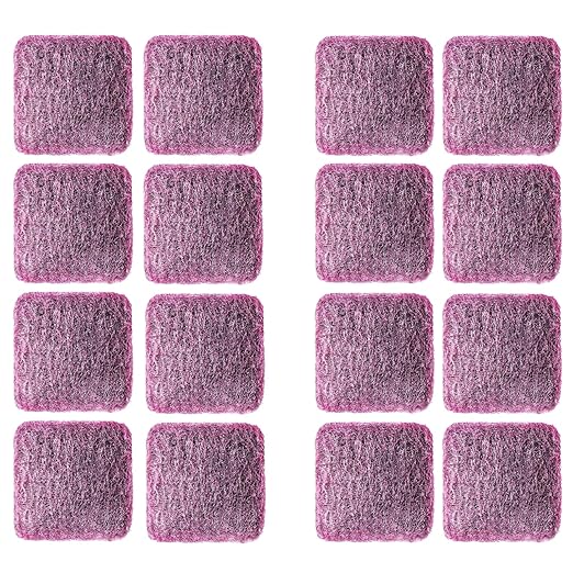 16-Pack Individually Wrapped Red Stainless Steel Soap Pads | Reusable Steel Wool Soap Pads for Pots & Pans | Heavy-Duty Scouring Pad Metal Scrubber