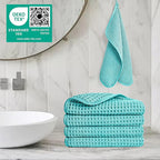 POLYTE Microfiber Lint Free Washcloth Face Towel, 13 x 13 in, 4 Pack (Waffle Weave)