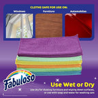 Fabuloso Microfiber Cleaning Cloths for Home & Car, Lint-Free Scratch-Free Rags for Glass, Kitchen & Wood, Reusable Machine Washable, Absorbent for Dusting & Wiping, Rainbow, 13 x 13 in, 24 Count