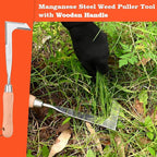 3-Sided Crevice Weeder - 12.6" Stainless Steel Garden Weeding Tool with Beech Handle, L-Shaped Crevice Weeder Sickle for Garden Lawn, Yard Patio Terrace, Paving Gaps
