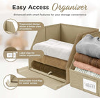 Storage Cubes – 12x12x10 Fabric Baskets for Organizing, Storage Baskets for Shelves, Front Opening Fabric Bins, Closet Organizer Bins for Clothes, Towels, Sweaters, Linen – Brown, 3 Pack