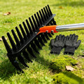 15" Heavy Duty Thatch Rake - Different Two-Row 29 Tines Metal Dethatcher with Strong Adjustable Handle for Lawn Yard Leaf Weed Removal & Soil Loosening