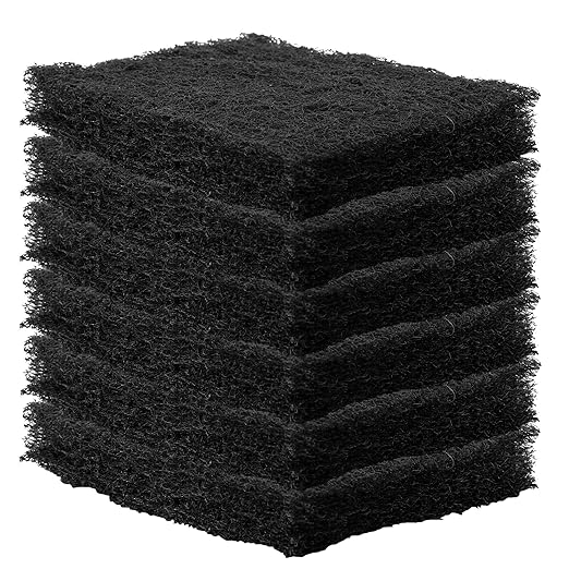 6-Pack, Heavy Duty, Scouring Pads, 6 x 4 inch Thick, Black for Cleaning Stripping Scrubbing Pots Pans