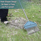 Thatch Rake 66-Inch Adjustable Handle Dethatcher Rake,17-Inch Wide Leaf Rakes, Suitable for Gardens, Yards, Lawns, Used for Cleaning Dead Grass, Thatch, Leaves, Pine Needles, Branches