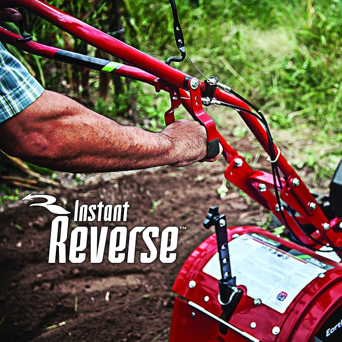 EARTHQUAKE Victory Rear Tine Tiller, Powerful 209cc 4-Cycle Viper Engine, Rugged Bronze Gear Transmission, Counter-Rotating Tines, Instant Reverse, Pneumatic Wheels, Model: 39381, Red/Black