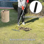 Thatch Rake 15 Inch Wide Efficient Dethatcher Rake for Cleaning Dead Grass, Combs Turf & Loosens Soil, Steel Metal Grass Rakes with Stainless Steel Handle Versatile Leveler &Cleans for Garden