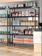 Golpart 5 Tier Adjustable Storage Shelves Heavy Duty Metal Utility Shelf 1750LBS Capacity Wire Shelving Unit Organizer Rack for Home Kitchen Garage Pantry Room 18" D x 46" W x 77" H Black
