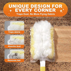 JOYMOOP Disposable Electrostatic Duster for Cleaning, with 2 Handles & 24 Ct Yellow Heavy Duty Refills for Swiffer Feather Duster, Household Cleaning Tool for Electronics, Dusting Furniture, Blinds