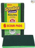 Heavy Duty Odor Resistant Multi-Purpose Scouring Pads, 6 Count for Kitchen and Household, Dual Sided, Safe for Non-Coated Cookware