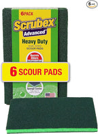 Heavy Duty Odor Resistant Multi-Purpose Scouring Pads, 6 Count for Kitchen and Household, Dual Sided, Safe for Non-Coated Cookware