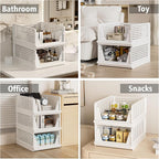 Proarea 5 Pack Stackable Storage Bins, Closet Organizers and Storage, Foldable Closet Organizer Baskets for Clothes, Plastic Drawer Bins for Closet Organization, Wardrobe Shelf, Laundry Room, White