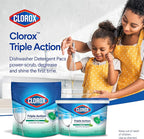Clorox Triple Action Dishwasher Detergent Pacs, 16 Count Dishwashing Pacs, Fresh Scent