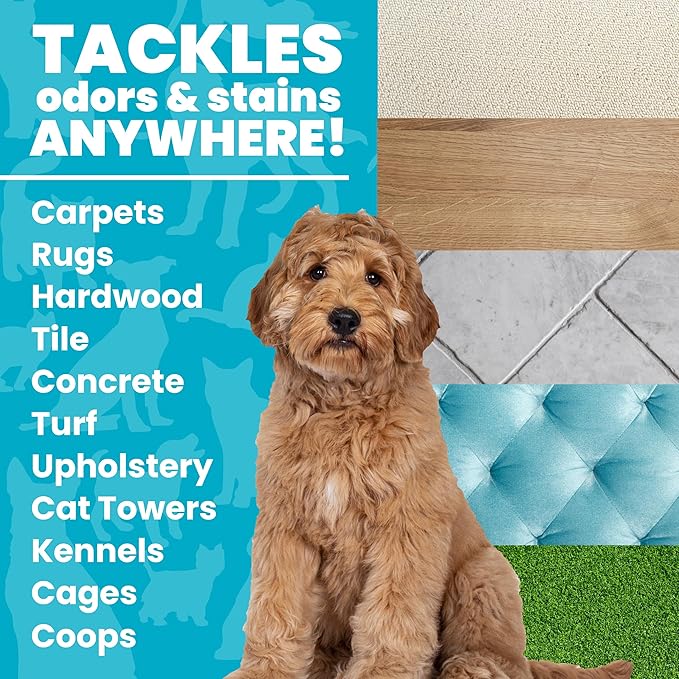 Unique Pet Odor and Stain Eliminator Liquid Concentrate - Makes Over 2.5 Gallons - Eliminates Pet Odors and Stains (32 oz)