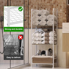 Towel Rack Free Standing 3-Tier M-Shaped Detachable Dividers, Durable Metal Holder, Pool Towel Rack, Space-Saving Towel Storage Organizer, Modern Bath Towel Shelf for Home, Poolside, White