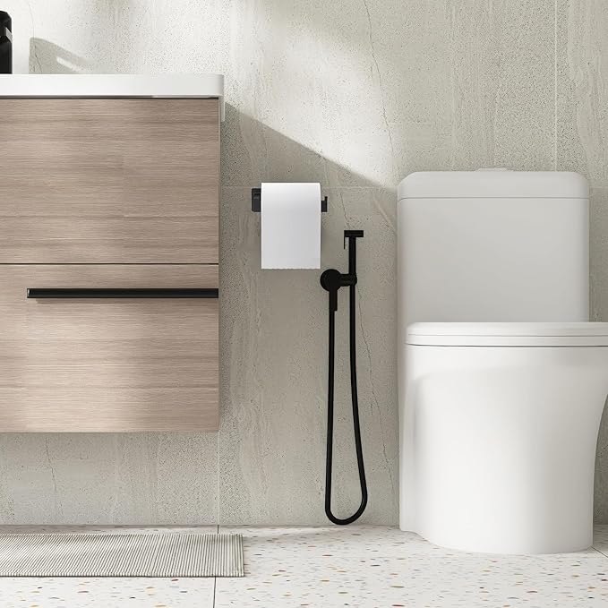 Toilet Paper Holder, Self-Adhesive Toilet Paper Roll Holder for Bathroom and Washroom, No-Drill SUS 304 Stainless Steel,Matte Black