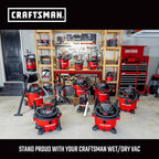 CRAFTSMAN CMXEVBE17250 2.5 Gallon 2.5 Peak HP Wet Dry Vac, Portable Shop Vacuum Wet and Dry with Filter Bag, Hose and Attachments for Cleaning in the Home
