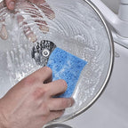 Superio Non-Scratch Cellulose Sponge Kitchen Scrub Sponges with Scouring Pad Set, Good for Non-Stick Cookware Frying Pan, Pot, Counter Top, Sink Scrubbing, Kitchen Scrubbers, Pack of 3, Blue