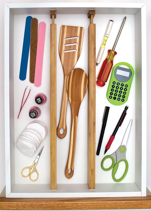 Lipper International Bamboo Kitchen Drawer Dividers, Set of 2