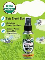 US Organic Mosquito Repellent Anti Bug Outdoor Pump Sprays, USDA Certification, Cruelty Free, Proven Results by Lab Testing, Deet-Free (2 oz Travel Size)