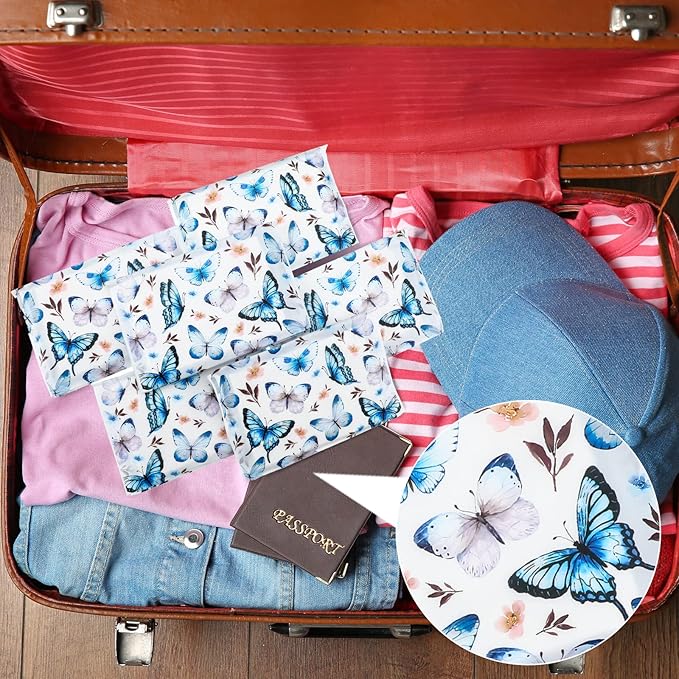 Geyee 50 Packs Facial Tissue Travel Packs Disposable Pocket Tissues for Wedding Guest Travel School Purse Home Supplies, 500 Sheets 3 Ply(Vintage Butterfly)