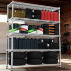 M MZG 5 Tiers Shelf 3300 lbs Steel Storage Shelving Utility Shelving Unit Steel Organizer Wire Rack for Home,Kitchen,Office,Garage Chrome 17.7" D x 47.2" W x 70.3" H