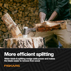 Fiskars X28 Splitting Axe 28", Forged Steel Blade for More One-Strike Splits on Medium Logs, Shock-Absorbing FiberComp Handle & Low-Friction Coating for Easy Removal & Rust Protection