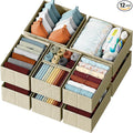 Drawer Organizer Clothes Set of 12 Beige - Dresser Organizer For Nursery, Bedroom, Closet - The Perfect Baby Clothes Organizers and Storage & General Nursery Organization or Dresser Drawer Organizers