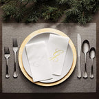 AMERICAN HOMESTEAD Disposable Hand Towels - Silver Foil Monogrammed Guest Napkins - Linen-Like Bathroom Paper Towels for Guests - Perfect Wedding and Party Napkins - 50 Count (Silver S)