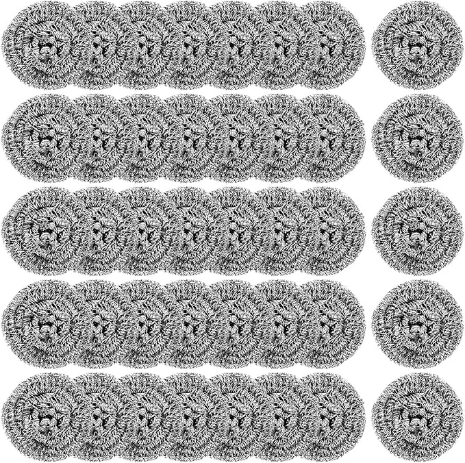 100Pcs Steel Wool Scrubber Pads, Bulk Steel Wool Scrubber, Metal Sponge Wire Scouring Pad, Heavy Duty Dishwashing Scouring Pads for Cleaning Dishes, Pans, Pots, Ovens, Grills, Sinks