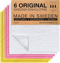 SUPERSCANDI 6 Pack Swedish Dishcloths for Kitchen - 100% Biodegradable & Compostable Reusable Paper Towels Washable, Food-Safe & Without Plastic - Dish Rags for Any Surface, Pink, Yellow, White