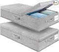 Supowin Underbed Storage Containers Bin with Lids, Large Under Bed Storage Organizer Box with Handle, Foldable Under the Storage Bags for Organizing Clothes, Shoes, Blankets, Pillows