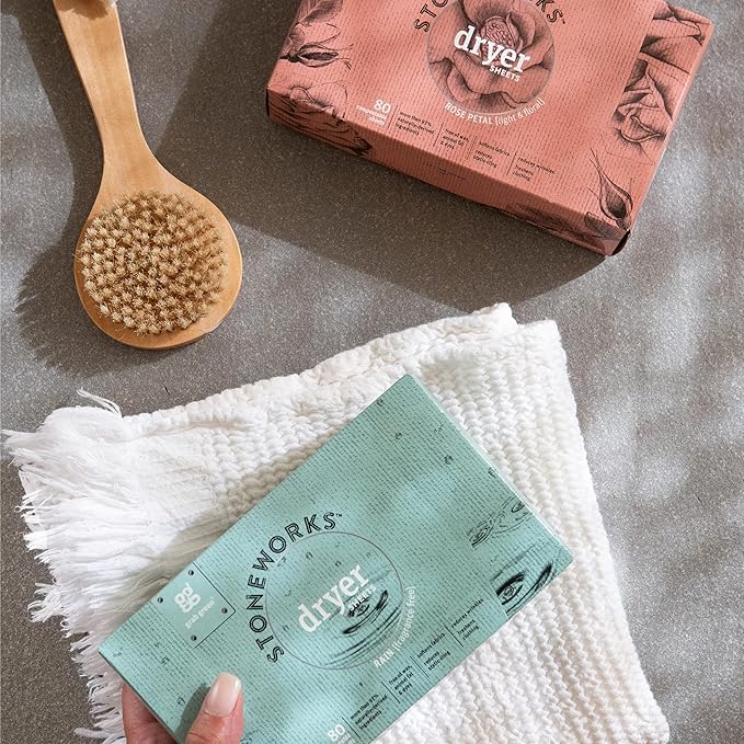 Grab Green, Stoneworks, Dryer Sheets, 80 Compostable Sheets (Rose Petals)