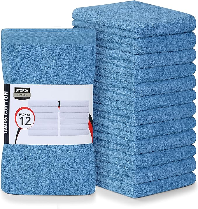 Utopia Towels Kitchen Bar Mops, Pack of 12, 16 by 19 Inches, 100% Cotton Ring Spun, Super Absorbent Towels, Multi-Purpose Cleaning Towels for Home and Kitchen Bars