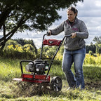 Earthquake Badger Front Tine Tiller, Powerful 140cc 4-Cycle Briggs and Stratton Engine, Two-Position Wheel Assembly, Adjustable Tilling Width, Model: 38040